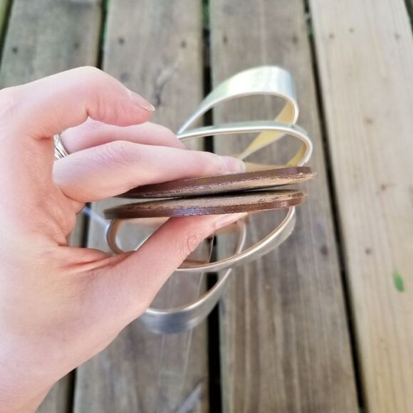 J. Crew Malta Mirror Metallic Silver Double Banded Strappy Sandals 10 - Picture 6 of 10